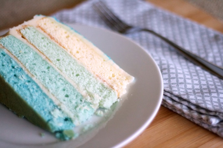 birthday layer cake, ombre layer cake, white birthday cake, buttercream icing, blue ombre layer cake, birthday, holiday, baking, 