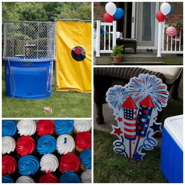 owen's 8th birthday, golden birthday, red white and blue themed party, fourth of july birthday party ideas, water sports, dunk tank, firework birthday party, boy birthday party ideas, cotton candy